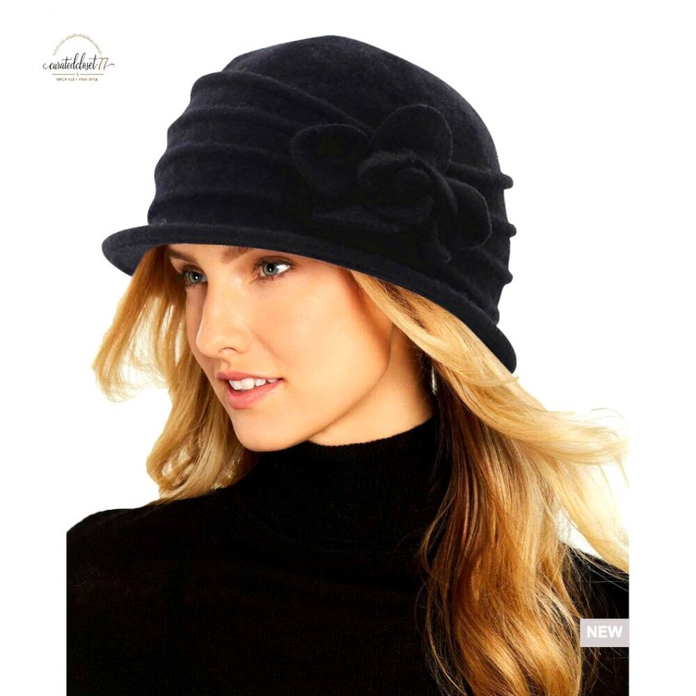 Wool Blend Cloche Hat Vintage 1920s Style Crushable Foldable Winter Felt